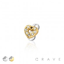 MULTI CZ HEART TOP AND BASE 316L SURGICAL STEEL DERMAL SET 